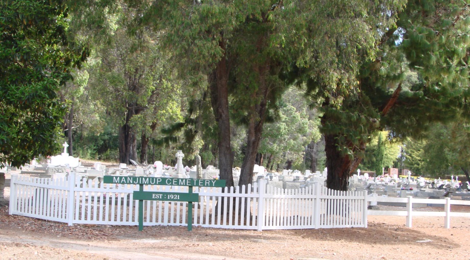 Graves, fence and signage at manjimup old cemetery