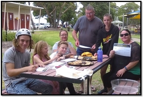 Family at picnic table