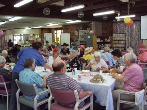 Seniors enjoying a meal at day care