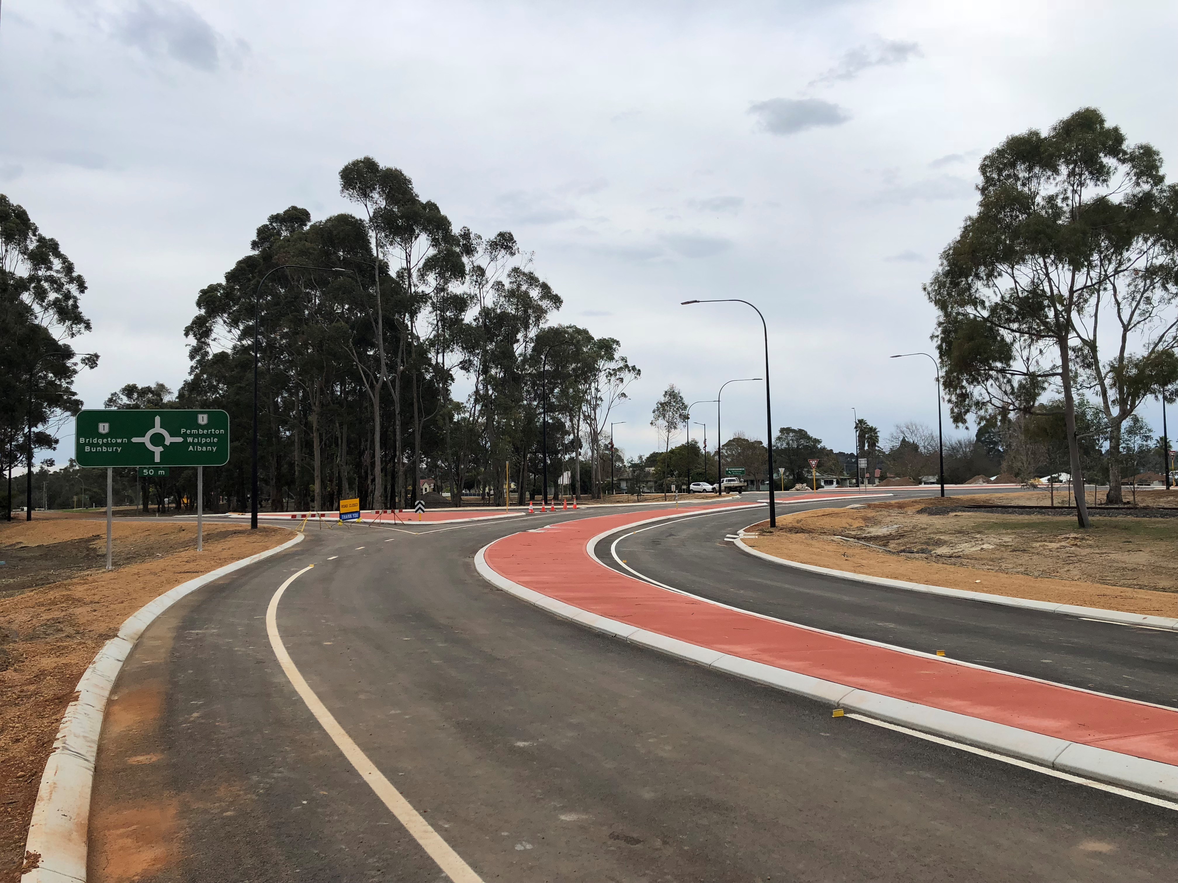 Entrance to new roundabout from the car park