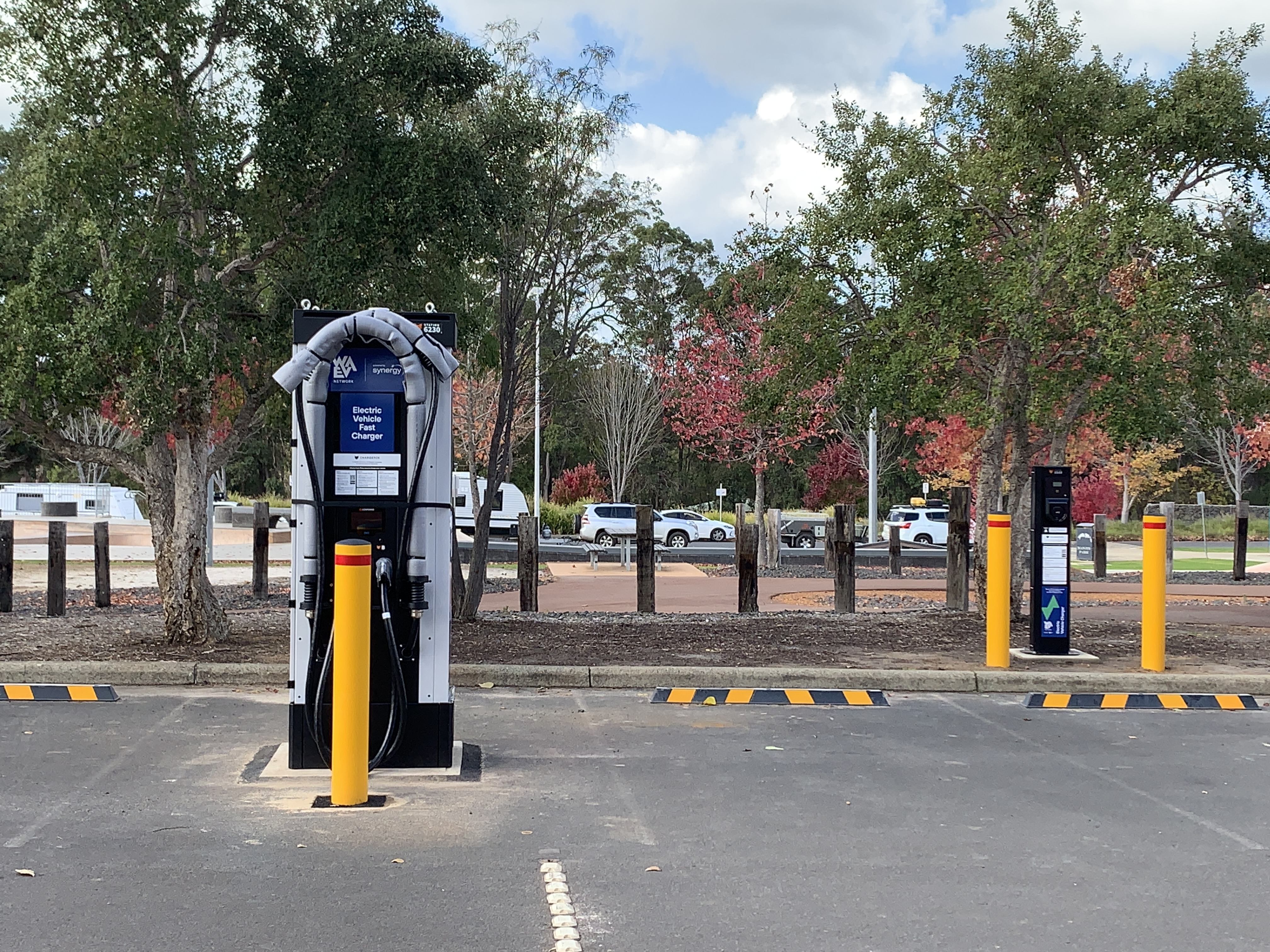 Two Electric vehcile charging points in Manjin Park Manjimup.