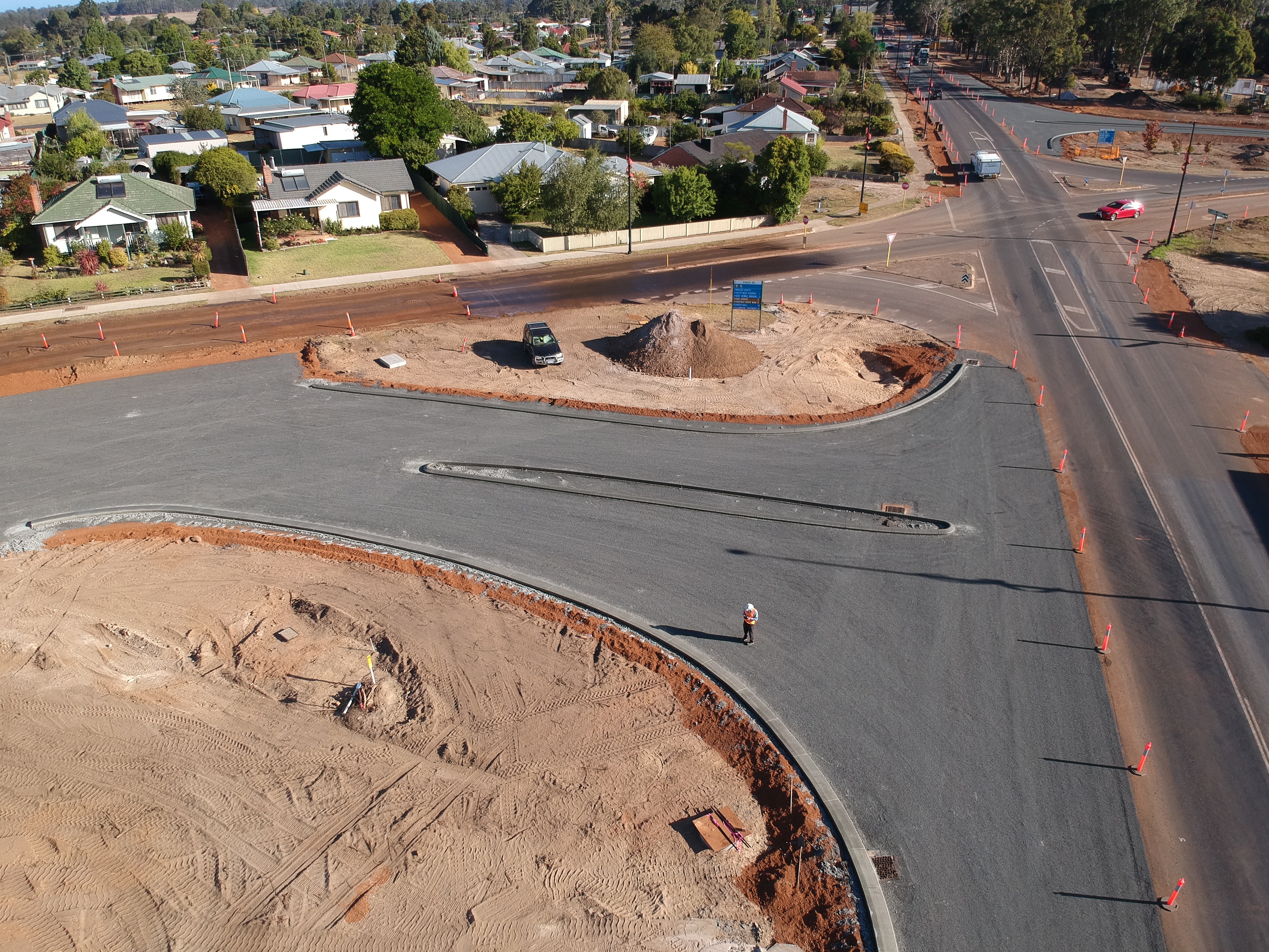 Drone image of road works at the Perup Road and Graphite Road intersection