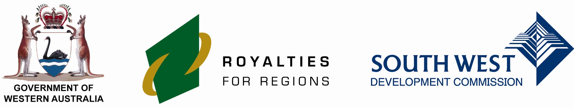 Logos - Government of Western Australia, Royalties for Regions, South West Development Commission.